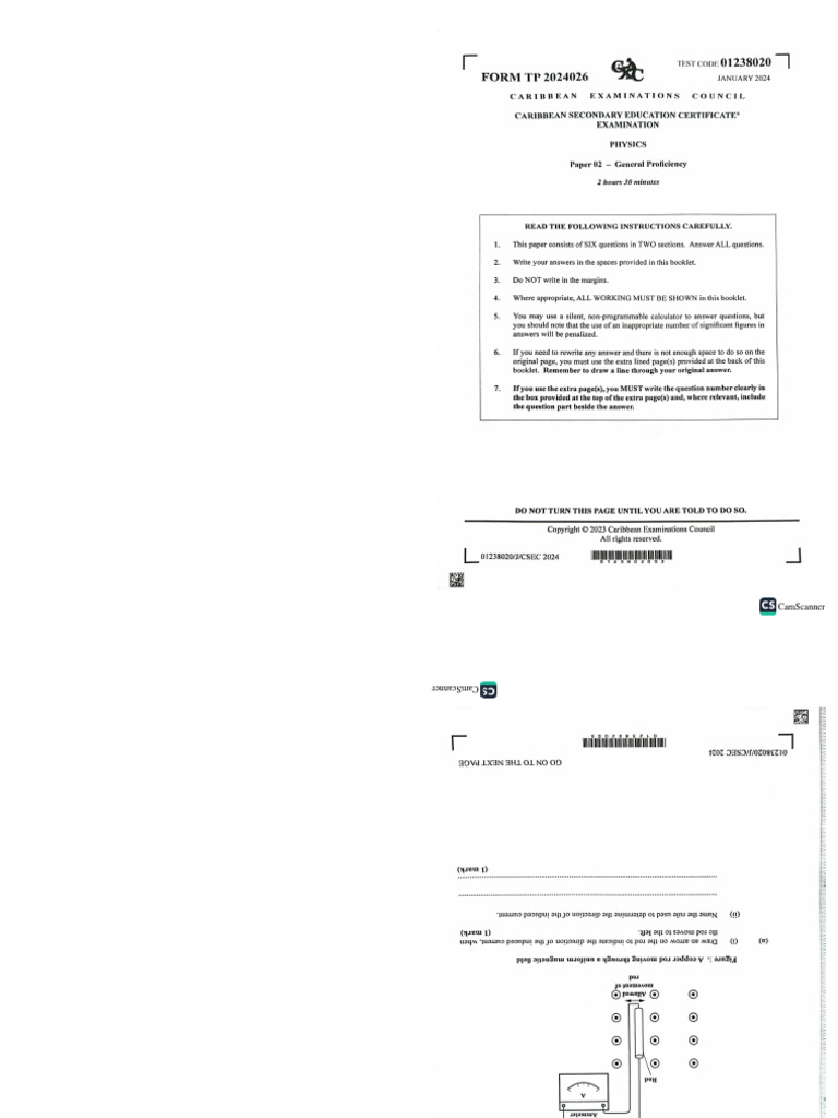 physics 2024 Jan csec p2- Booklet | PDF