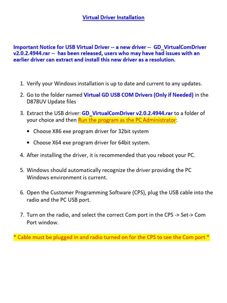 Virtual Driver Installation | PDF