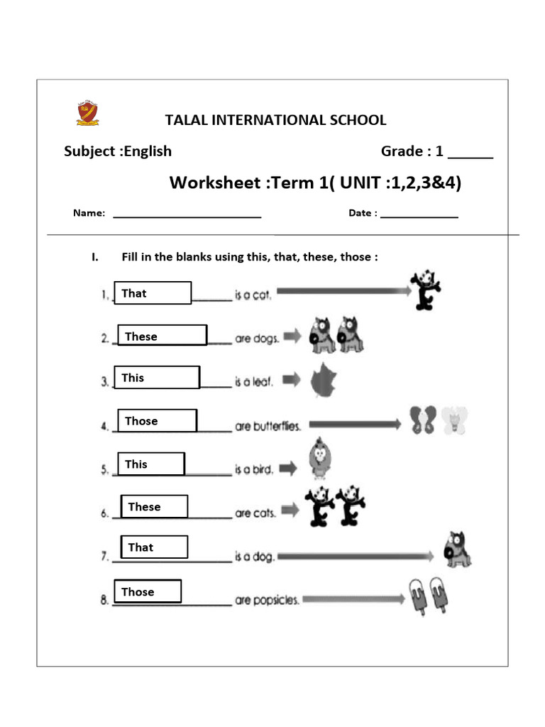 G1 English Worksheet: Term 1 Activities | PDF