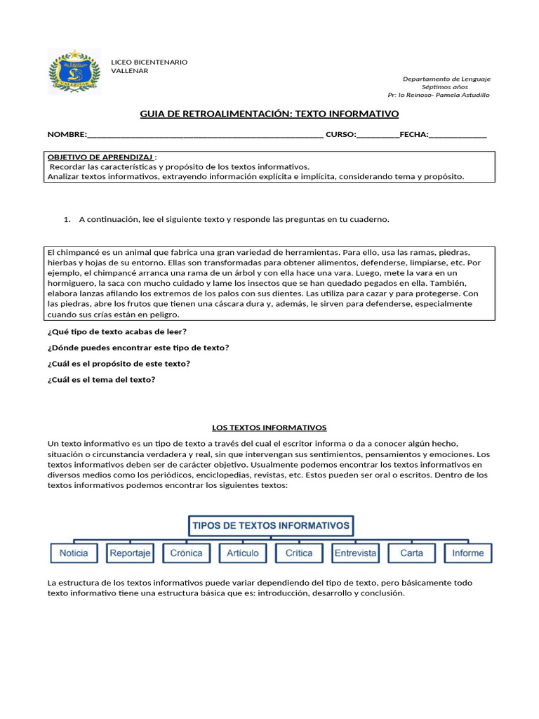 Guía de Textos Informativos para Niños | PDF
