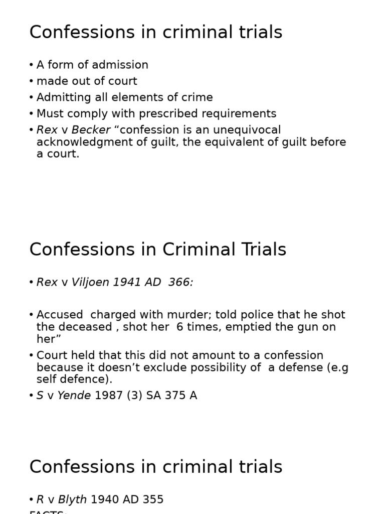 Understanding Confessions in Criminal Trials | PDF | Confession (Law ...