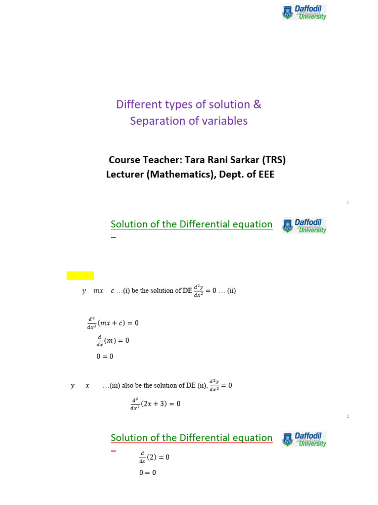 Differential Equations: Solutions Guide | PDF | Equations ...