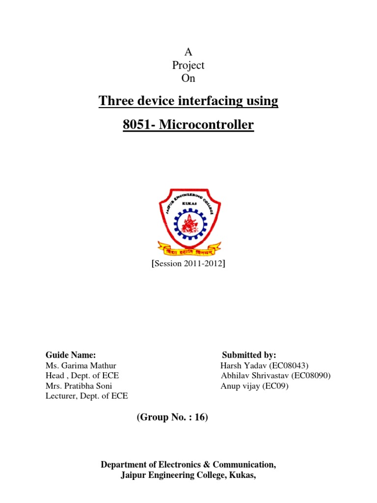 Three Device Interfacing Using 8051Microcontroller A Project On PDF