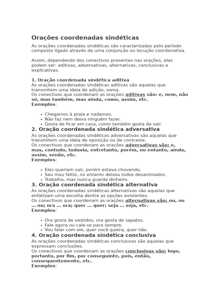 Orações Coordenadas Sindéticas | PDF | Amor | Oração