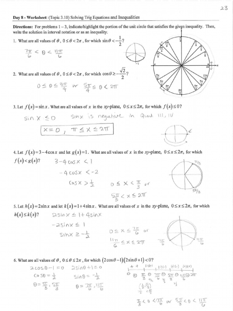 A FP+PCBC+Unit+6+Day+9+WS+3.10+Solving+Trig+Eqn Ineq | PDF