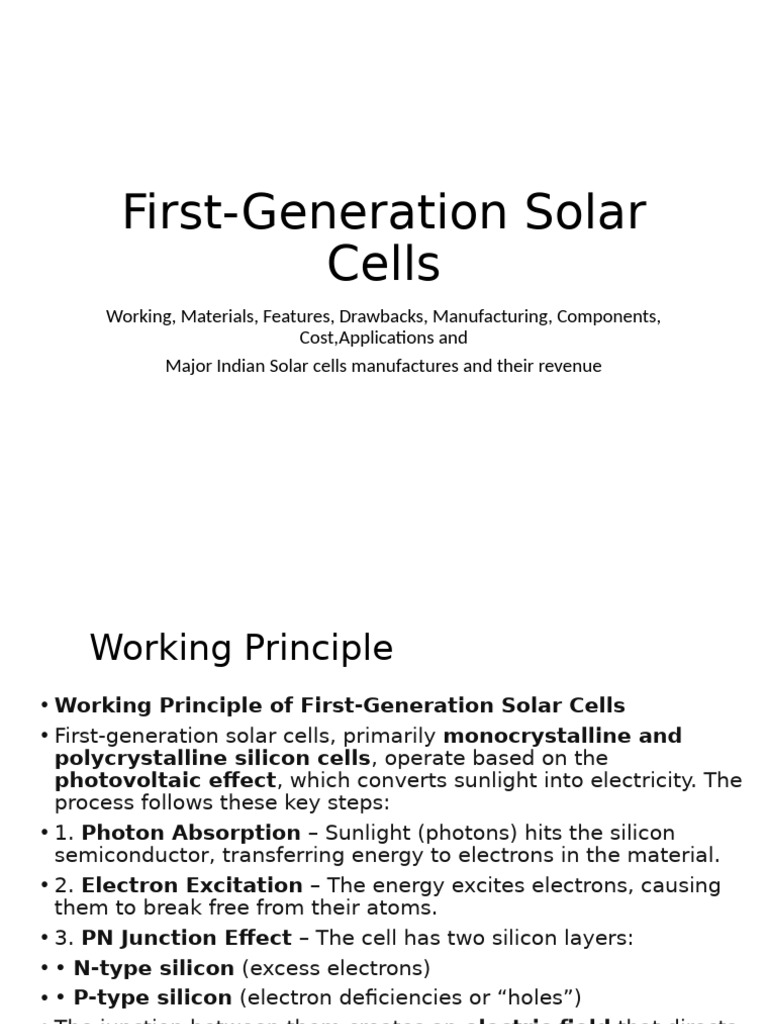 First-Generation Solar Cells Overview | PDF | Solar Cell | Silicon