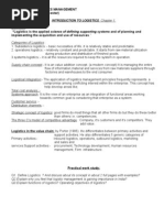 Elements of Logistics Management