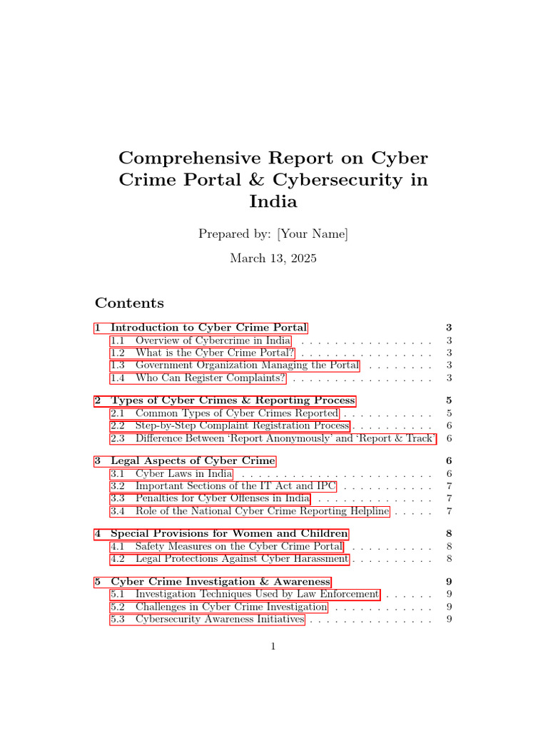 Cyber Crime Portal & Cybersecurity in India | PDF | Cybercrime ...