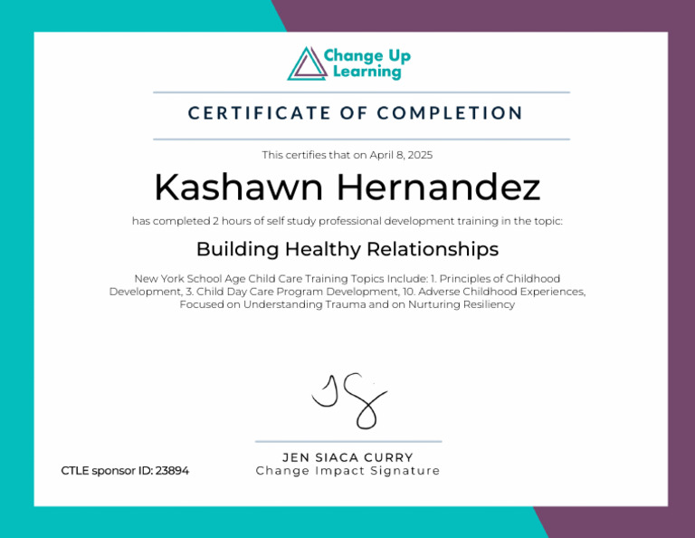 Certification Of Training In Relationships Pdf