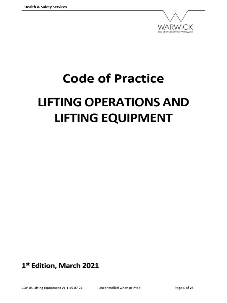 Lifting Equipment Safety Code of Practice | PDF | Regulatory Compliance ...