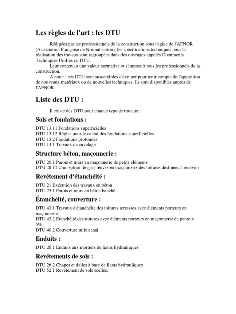 Tous Les Dtu: Nf Dtu Bâtiment Pdf – VIWQN