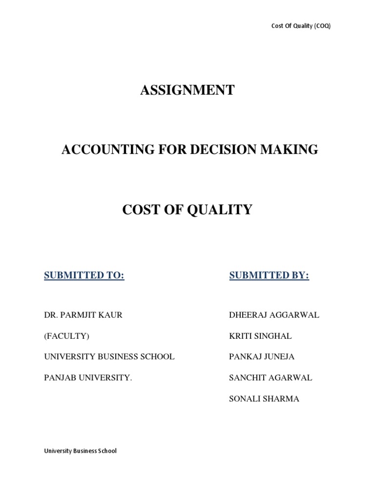 Cost of Quality Analysis | PDF | Quality Management | Quality (Business)