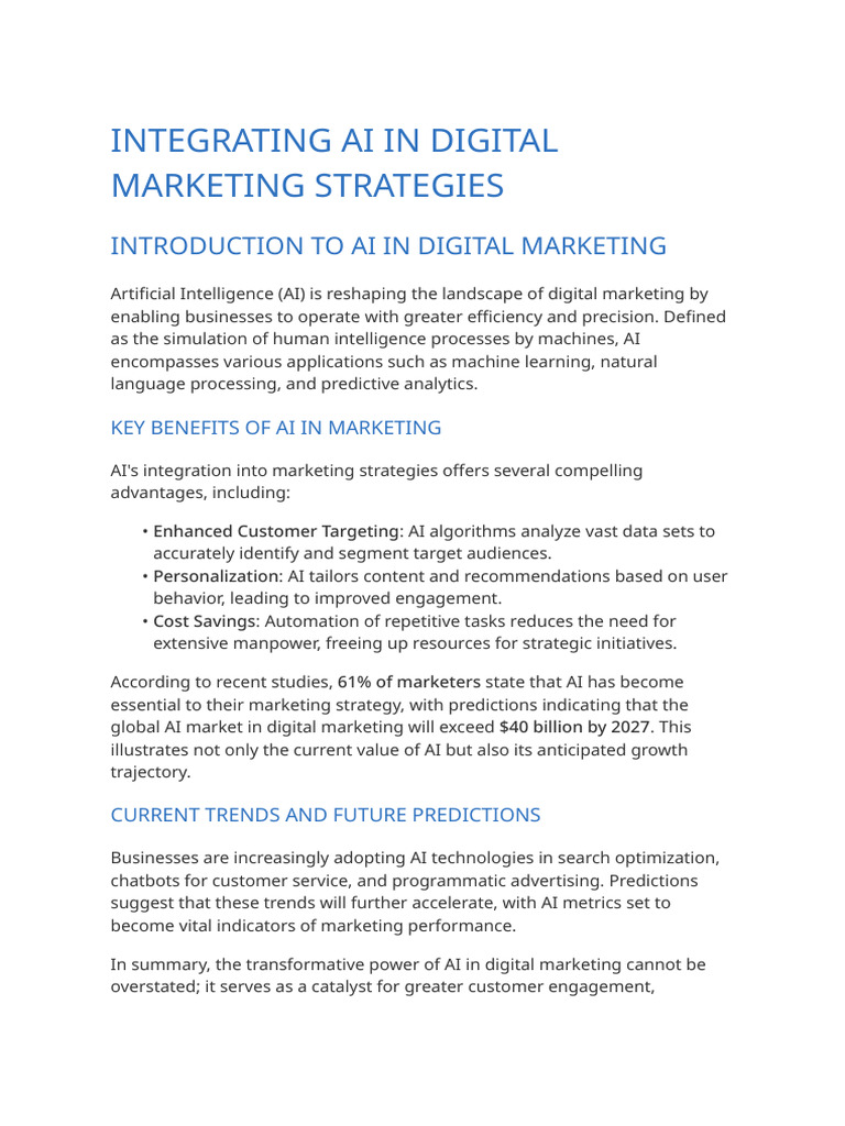 AI in Digital Marketing Strategies | PDF | Artificial Intelligence ...