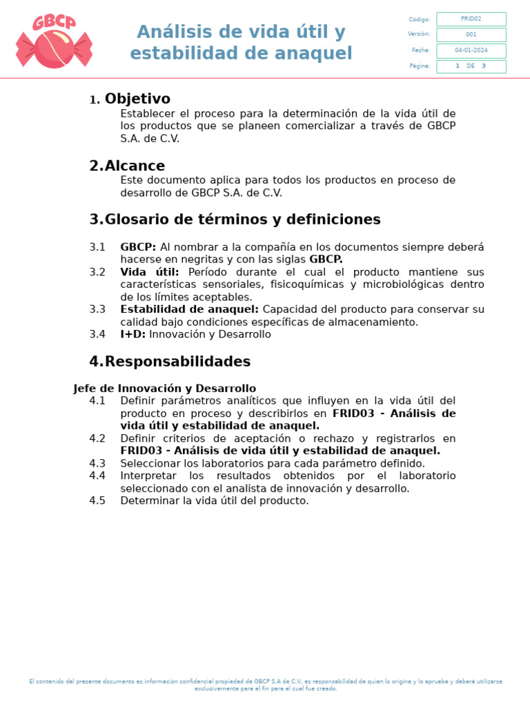 PRID02 - Análisis de Vida Útil y Estabilidad de Anaquel | PDF