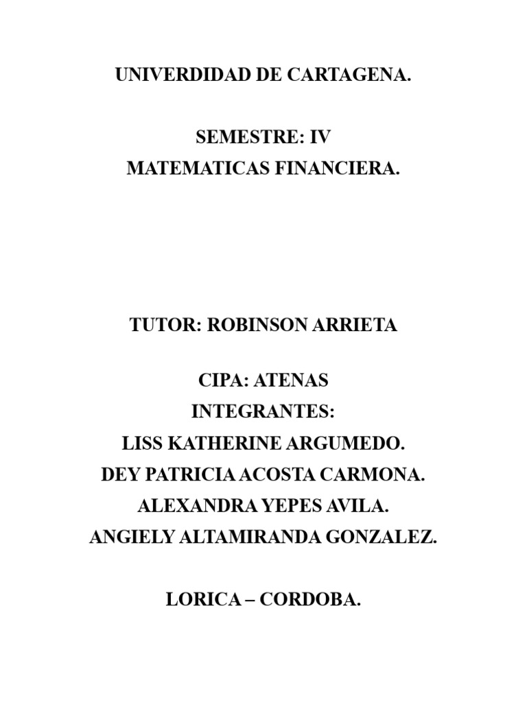 Ejercicios de Matemáticas Financieras | PDF | Interés | Tasas de interés