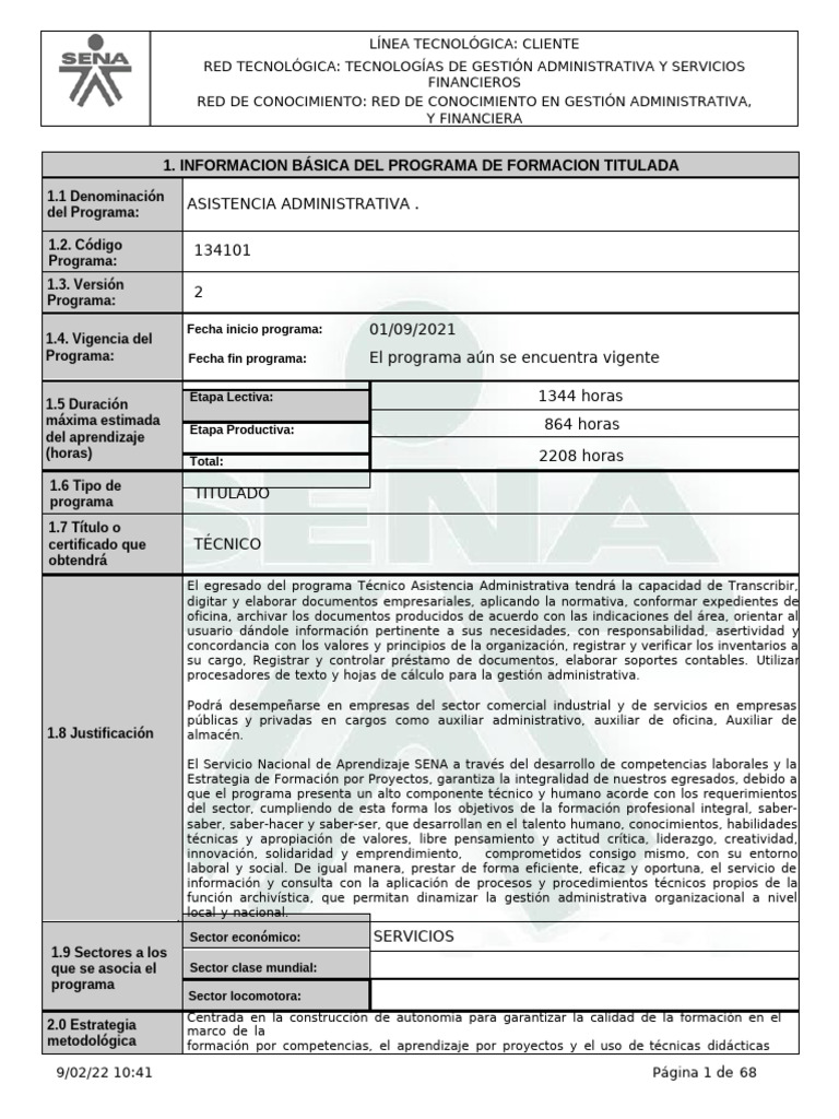 PROGRAMA TECNICO ASISTENCIA ADMINISTRATIVA 2023 . | PDF | Seguridad y ...