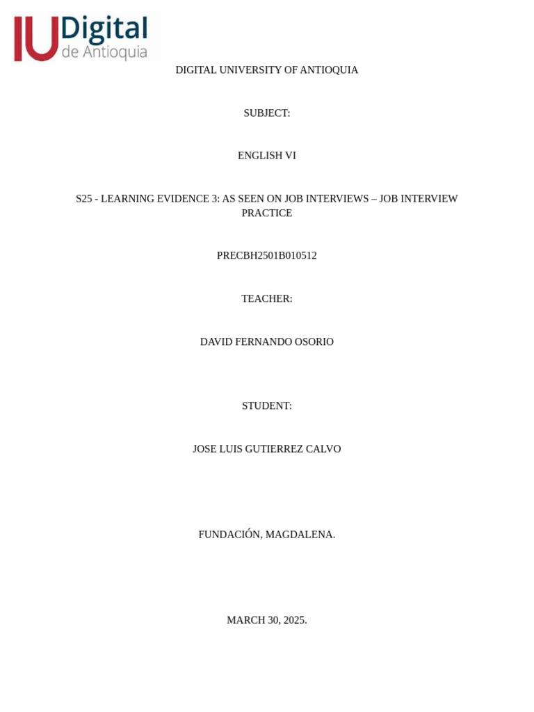 Job Interview Practice Guide | PDF | Leadership | Goal
