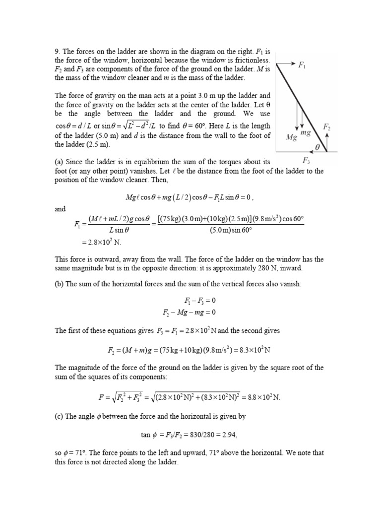 Ladder Force Analysis and Equilibrium | PDF