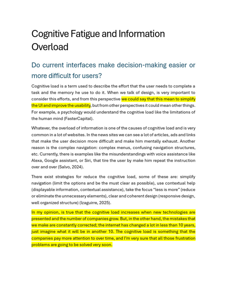 Reducing Cognitive Load in UX Design | PDF | Cognition | Human ...