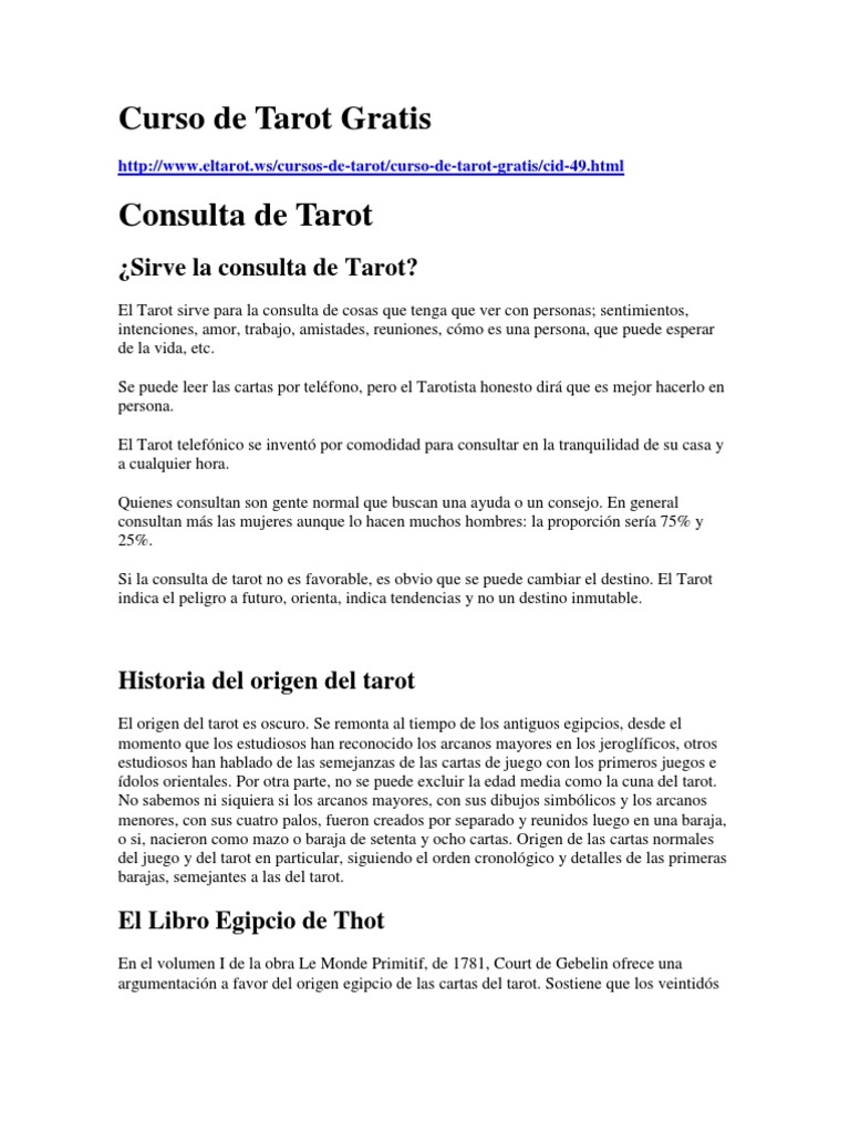Curso de Tarot Gratis y Consultas | PDF | Tarot | Amor