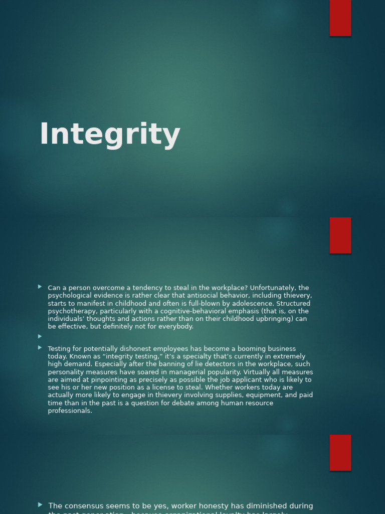 Understanding Workplace Integrity Testing | PDF | Layoff | Integrity
