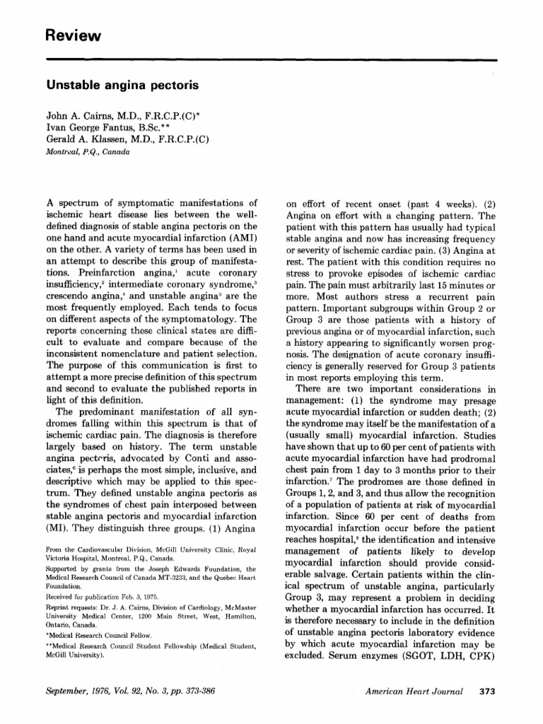Understanding Unstable Angina Pectoris | PDF | Myocardial Infarction ...