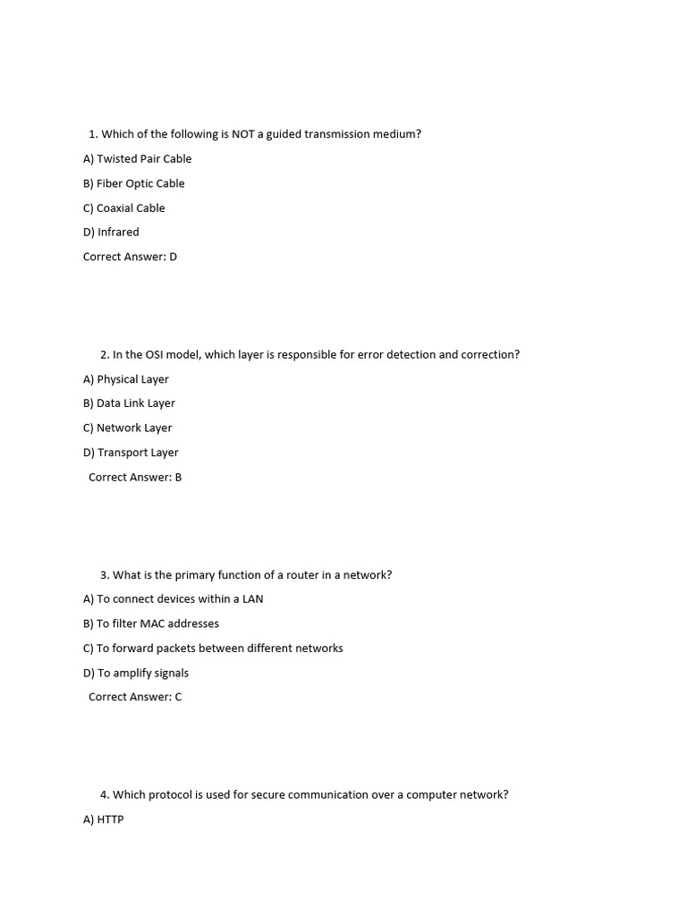 Networking Concepts and Protocols Quiz | PDF | Computer Network ...