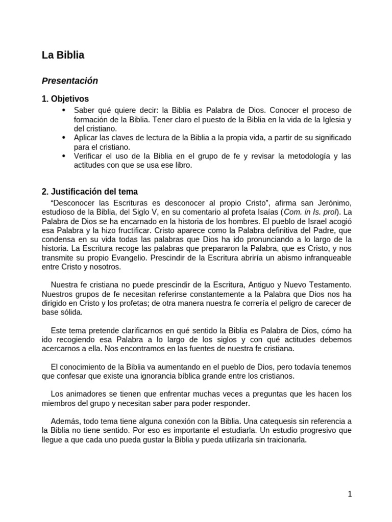 La Biblia: Palabra de Dios y fe cristiana | PDF | Biblia | Cristo (título)