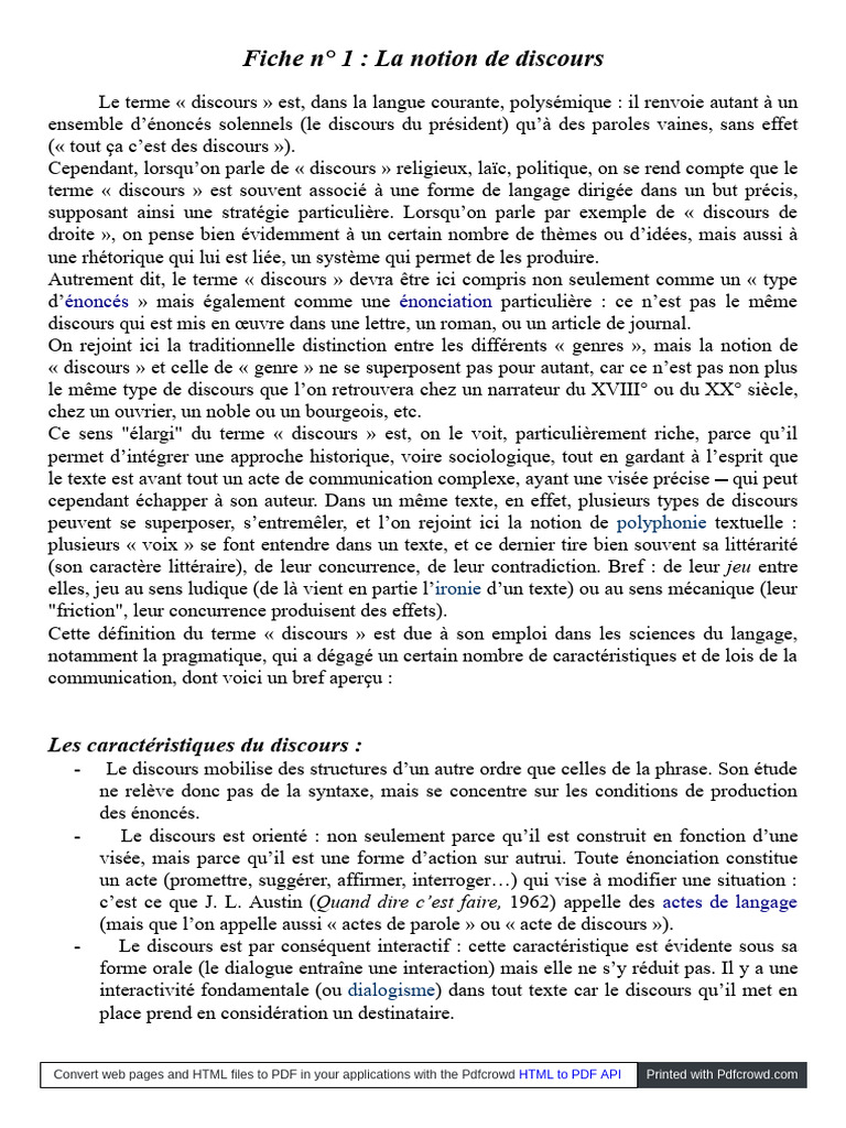 Comprendre la notion de discours | PDF | Discours (linguistique)
