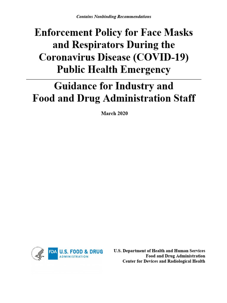 COVID19 Face Masks Guidance | PDF | Food And Drug Administration ...