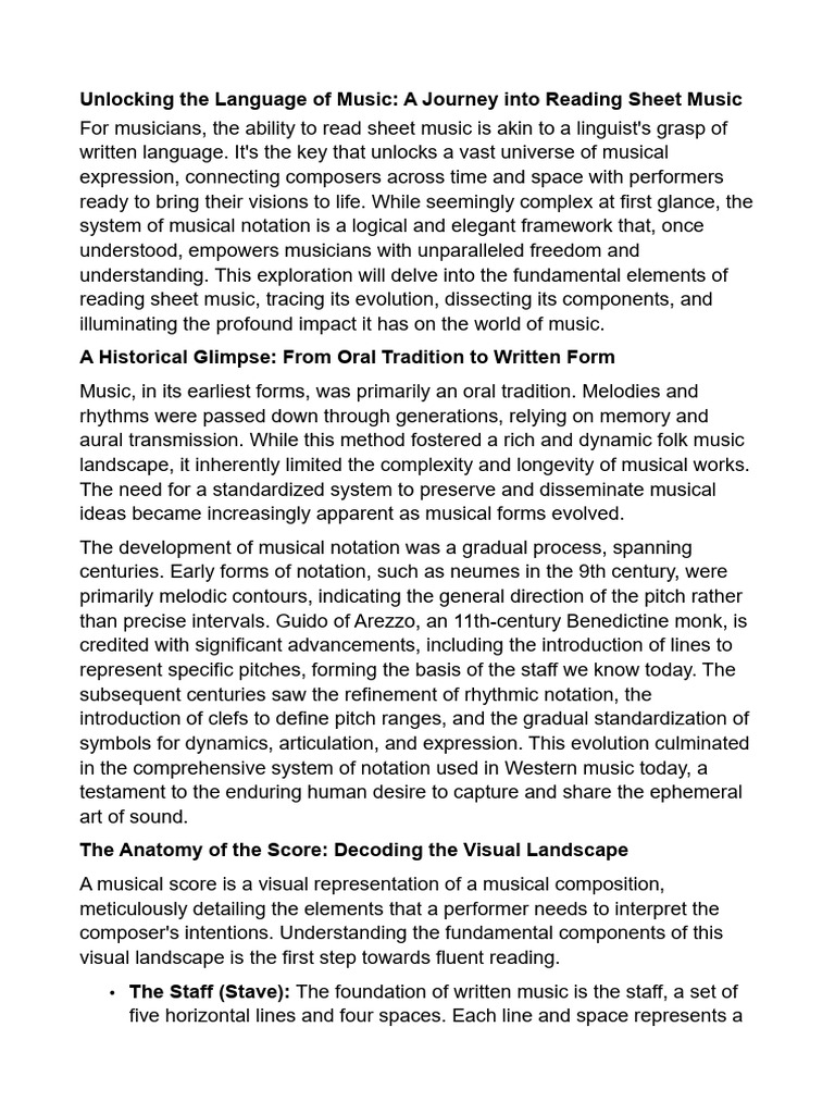 Mastering Sheet Music Reading Skills | PDF | Clef | Tempo