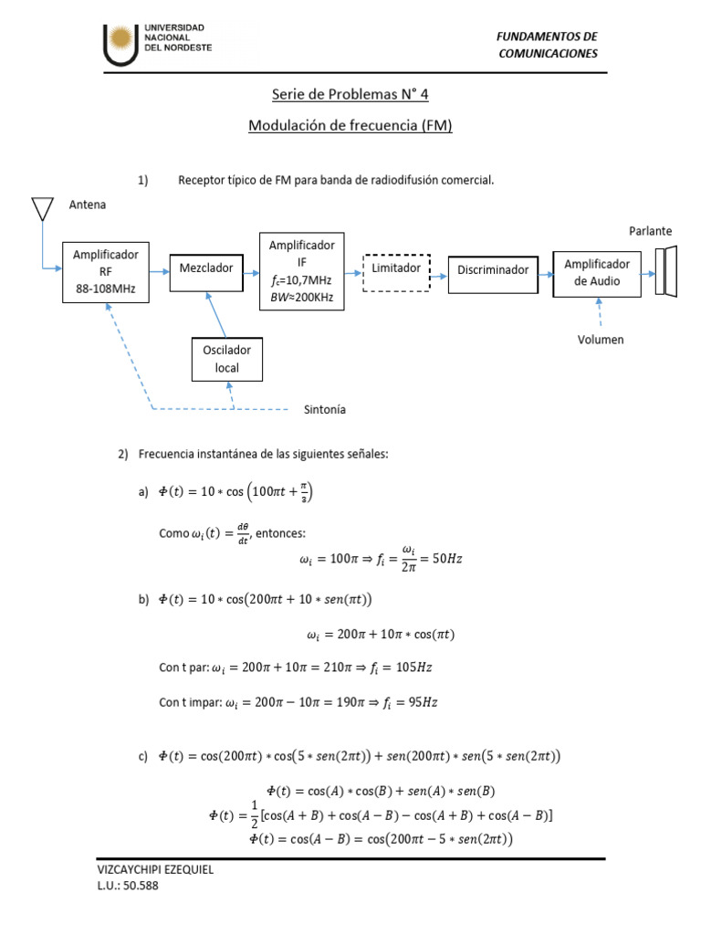 Problemas de Modulación de Frecuencia FM | PDF | Modulación de ...