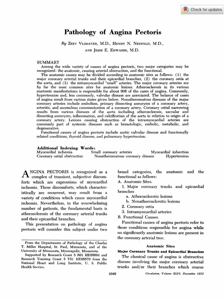 Pathology of Angina Pectoris Explained | PDF | Coronary Circulation ...