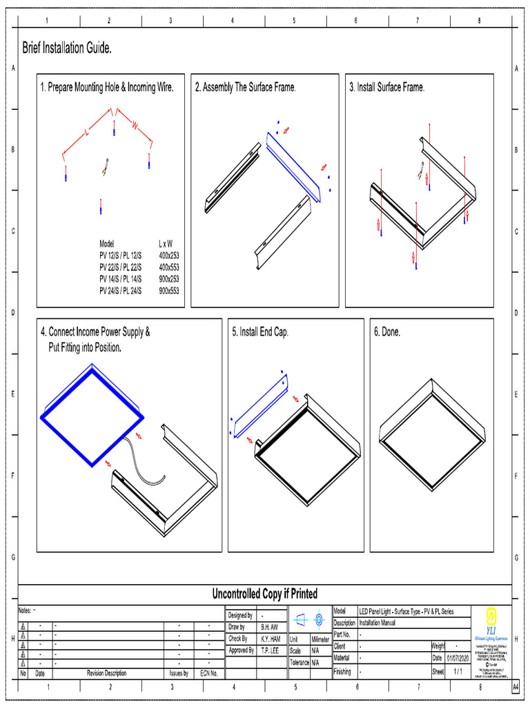 (INS) Installation Manual - PV & PL Surface Series | PDF