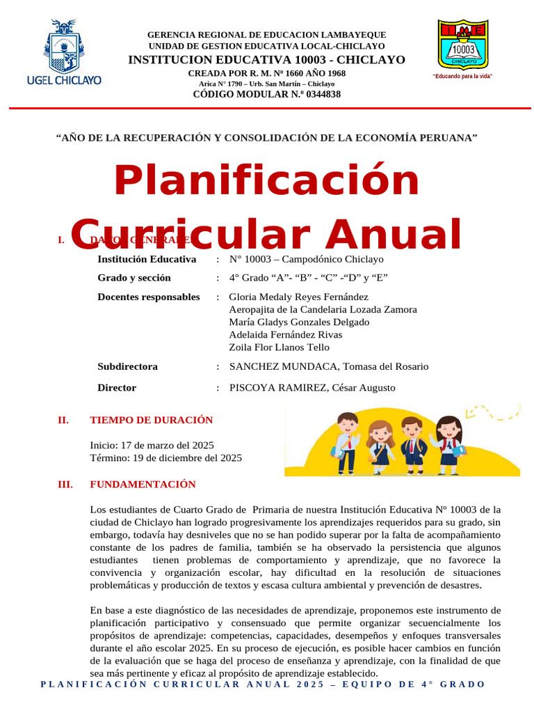 Planificación Curricular 2025 - 4to Grado | PDF | Biodiversidad | Residuos