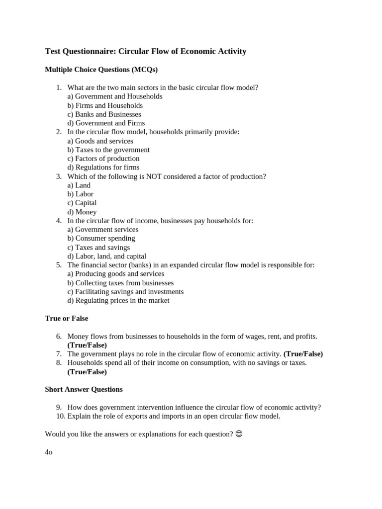 Expanded Circular Flow Model Quiz | PDF | Taxes | Economics