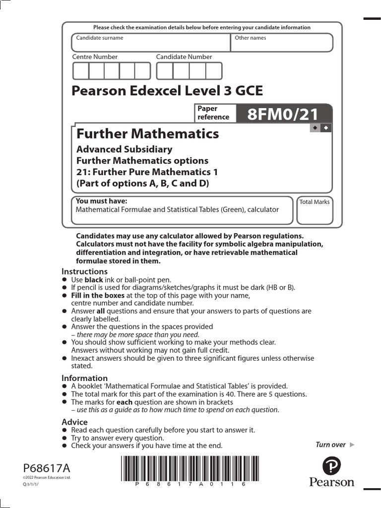 21 AS Further Pure Mathematics 1 QP | PDF | Tetrahedron | Mathematics