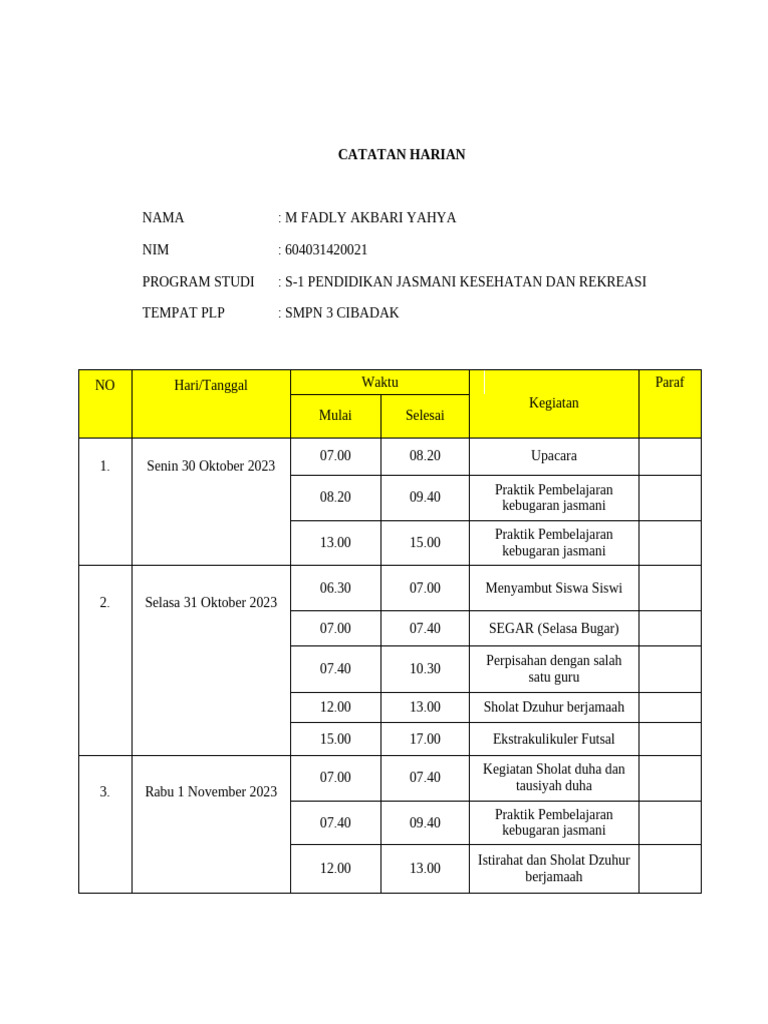 Catatan Harian | PDF