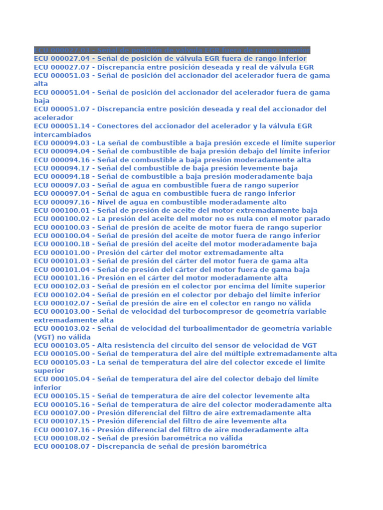 Códigos de falla y señales ECU | PDF | Acelerador | Sensor