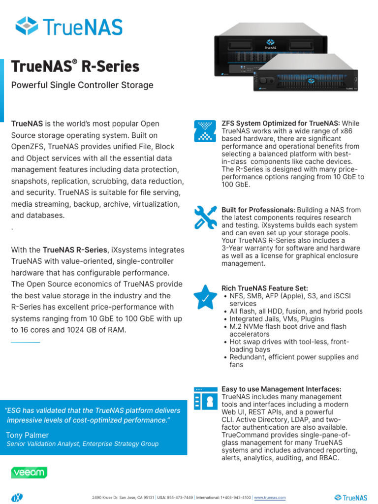 TrueNAS R Series Data Sheet November 2024 | PDF | Computing | Computer ...