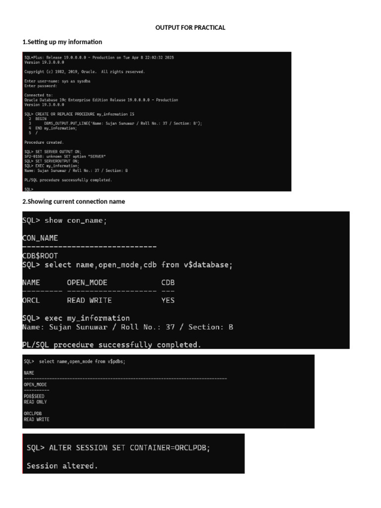 OUTPUT FOR PRACTICAL | PDF