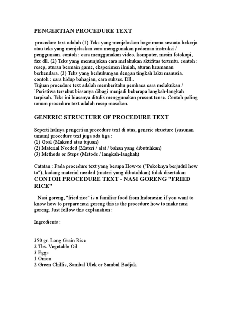 Pengertian Procedure Text