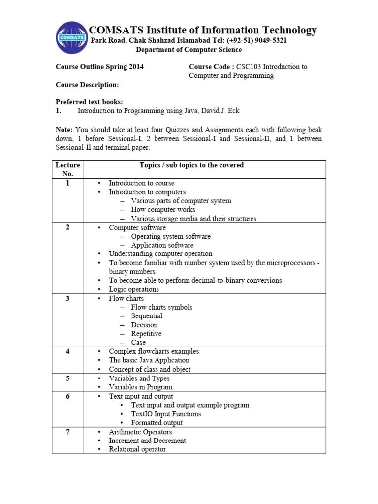 207884479-Course-Outline-CSC103-Introduction-to-Computer-and-Progamming ...