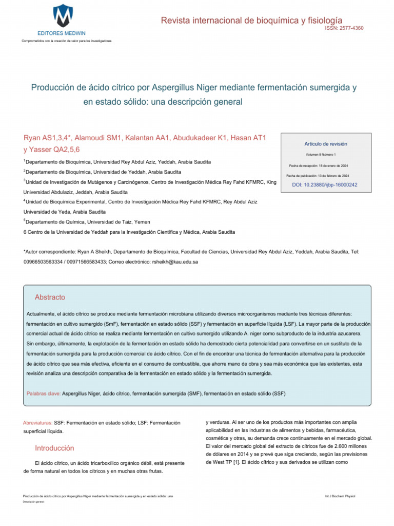Citric Acid Production by Aspergillus Niger Through Submerged and Solid ...