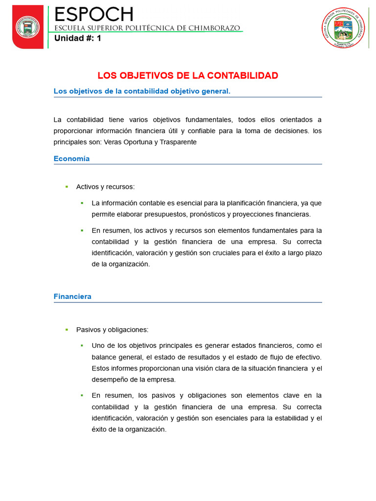 Objetivos Fundamentales de la Contabilidad | PDF | Contabilidad ...