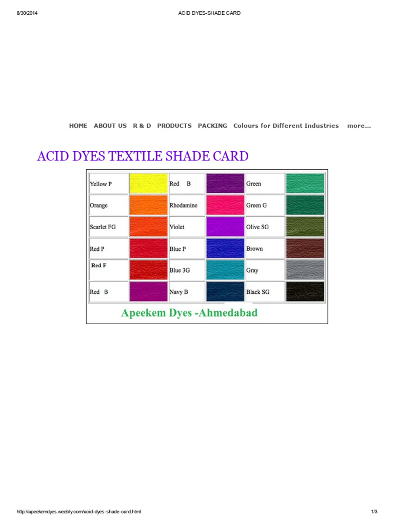 Acid Dyes Textile Shade Card | PDF