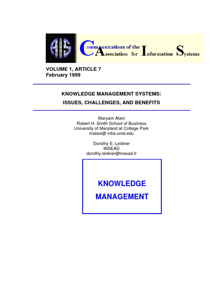 Knowledge Management Systems Paper C Ran 21-09-2007 | PDF | Knowledge ...