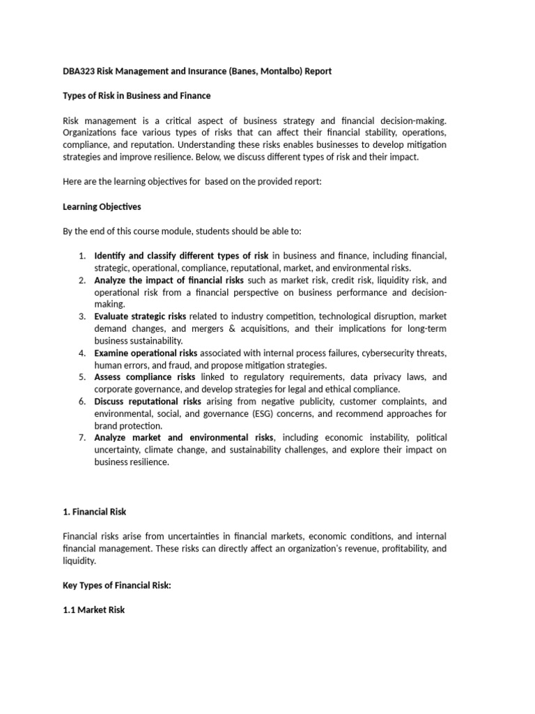 Types of Business Risks Explained | PDF | Financial Risk | Risk