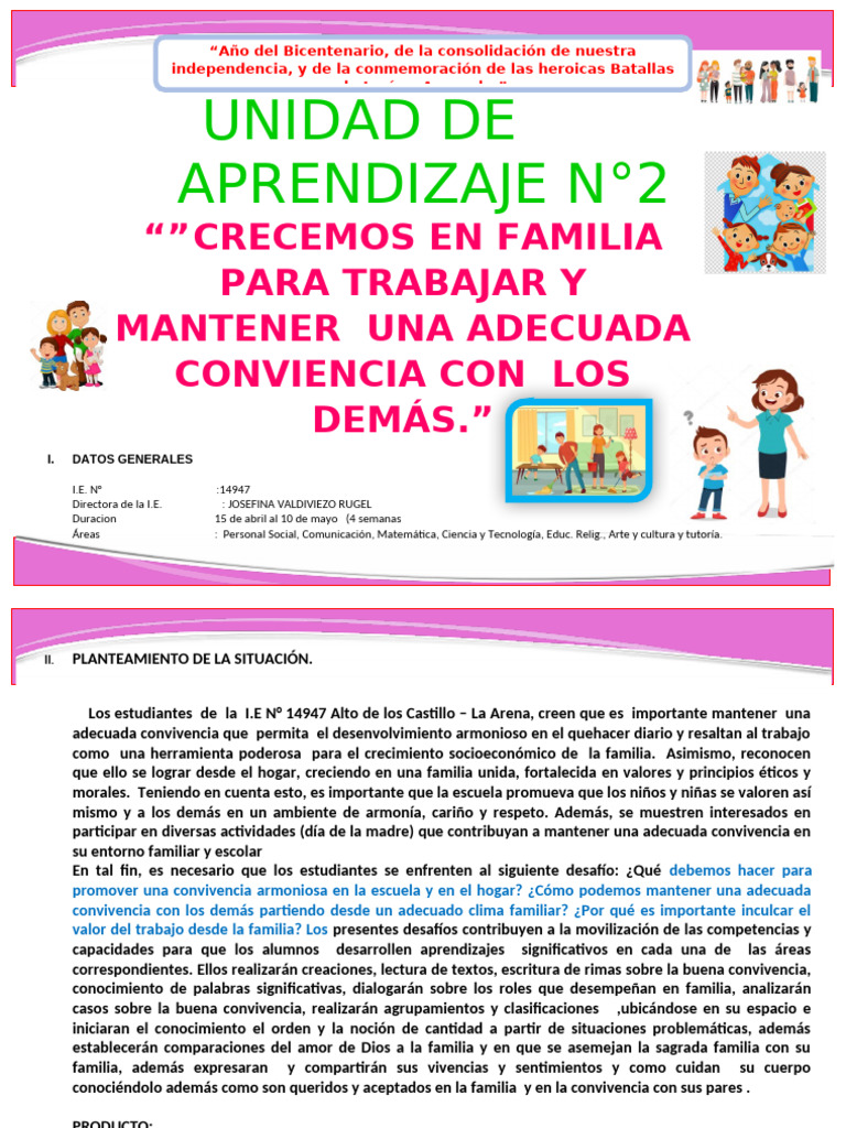 Unidad 02: Crecimiento Familiar y Convivencia | PDF | Aprendizaje ...
