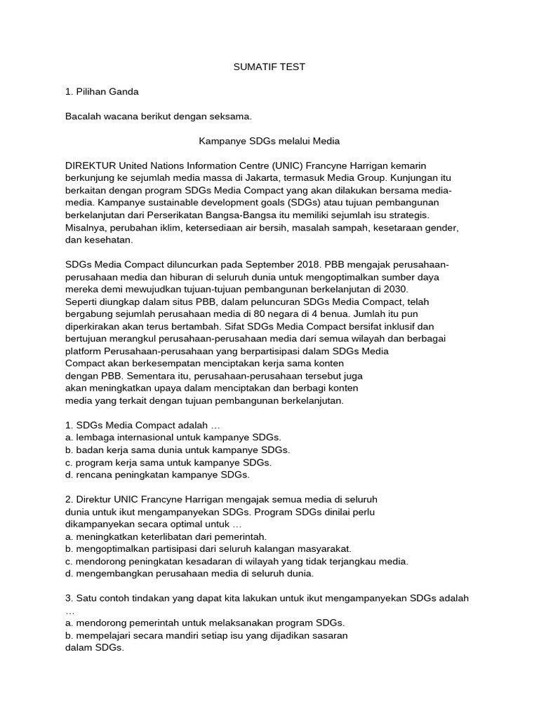 Kampanye SDGs Melalui Media Global | PDF